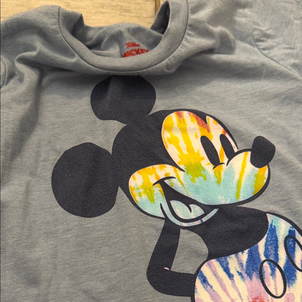 Disney Kids Gray Tie-Dye Mickey Mouse Tee 6/7 - Picture 3 of 3